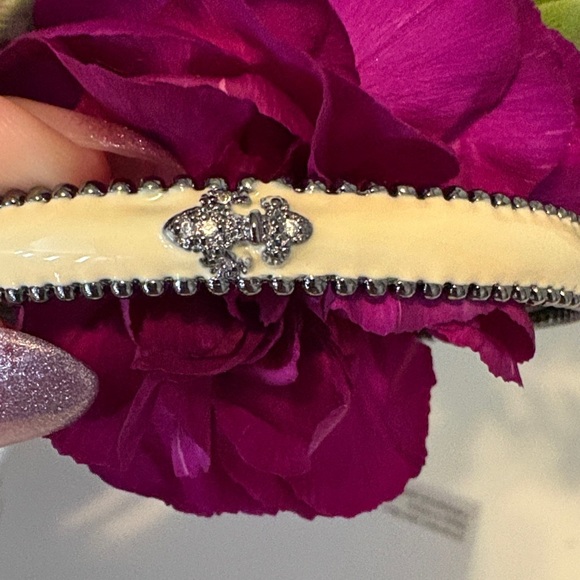 Freida Rothman Elegant Enamel & Sterling  Silver Cream Bangle with Accents - Picture 4 of 5